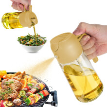 TrendPlain 16oz Oil Dispenser Bottle for Kitchen - 2 in 1 Olive Oil Di