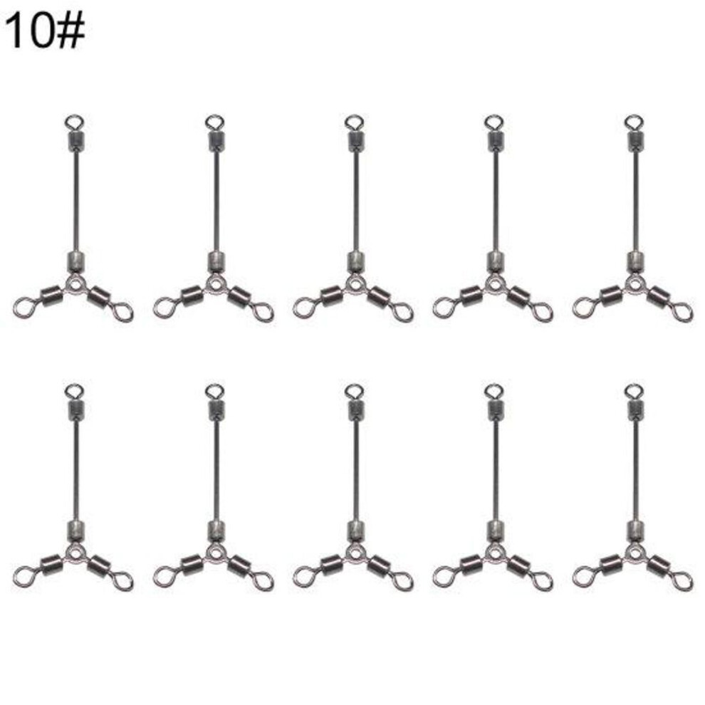 (10#) Muqzi Sports Accessory 10pcs Long Fishing Connector Rolling Swivel Stainless Steel 3 Way Swivel Sea