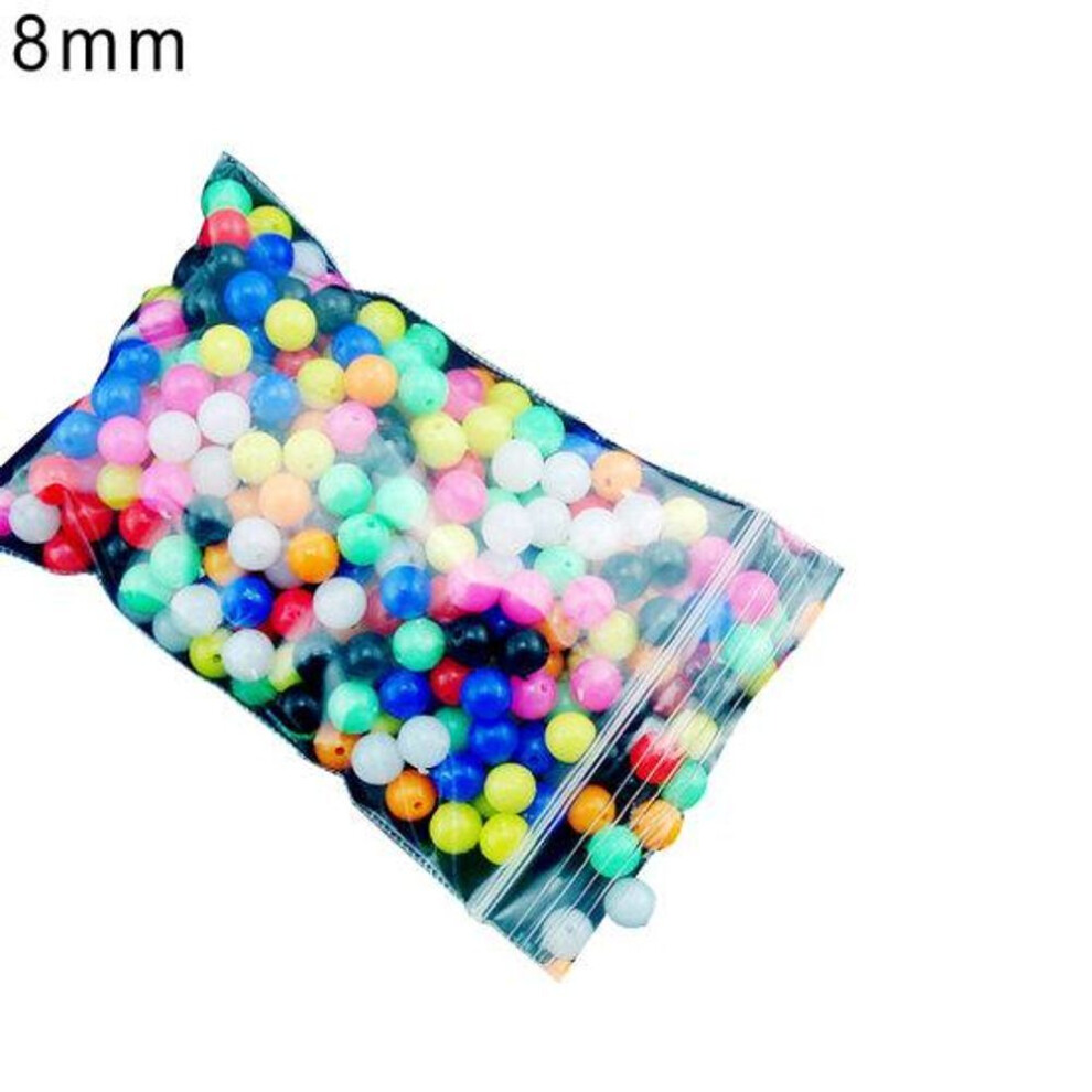 (8mm) Muqzi Sports Accessory 100pcs 6mm/8mm Round Multicolor Rig Beads Sea Fishing Lure Float Tackles