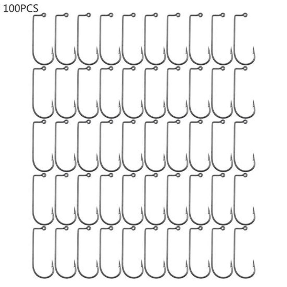 (2/0#) Muqzi Sports Accessory 100pcs High Carbon Steel 90 Degree Jig Fish Hooks For Outdoor Sea Ocean Fishing