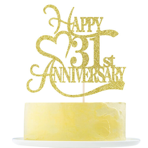 Gold Glitter 31st Anniversary Cake Topper -31 Wedding Anniversary Party ...