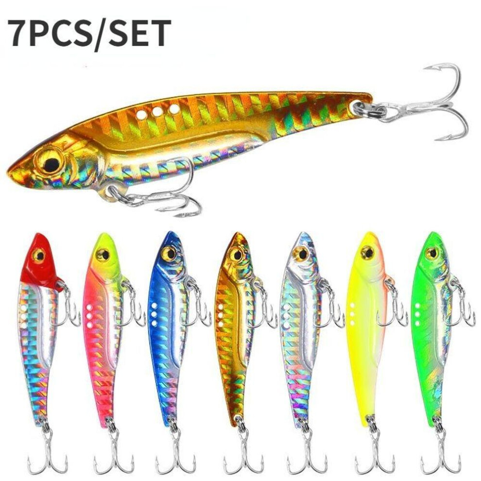 (multicolor, 13g) 7pcs/set Fishing Lures Long Throw Metal Iron Plate Sequin Blood Slot Hook 8/13/16/20g 3D Metal Fish Hooks