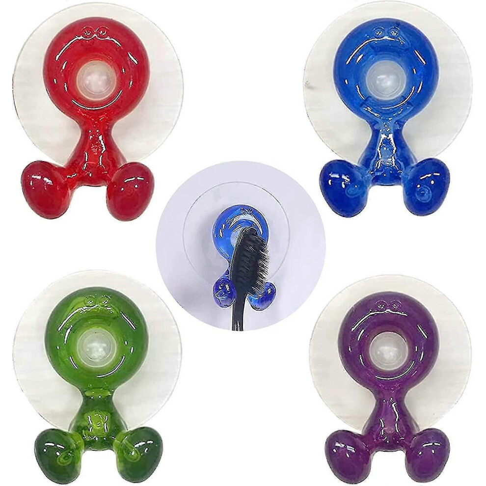 Toothbrush Holder with Suction Cup 4 Pcs Wall Toothbrush Holder Wall Mounted Toothbrush Holder(Random color)
