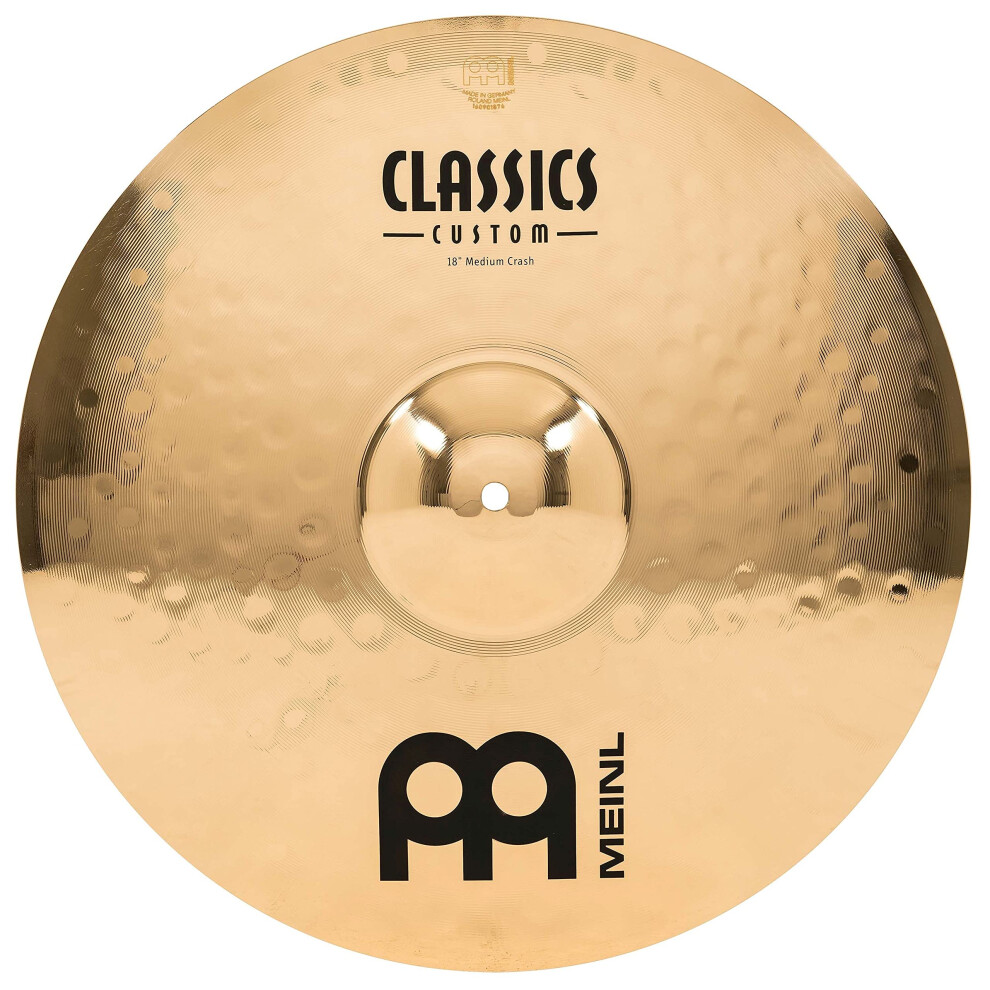 Meinl 18"" Medium Crash Cymbal - Classics Custom Brilliant - Made in Germany 2-YEAR WARRANTY (CC18MC-B)