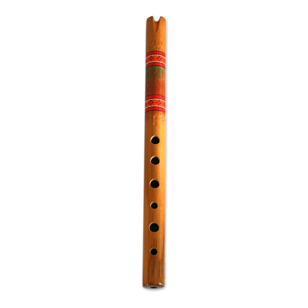 Novica 146830 "Peace Wood Quena Flute, Marrone-image