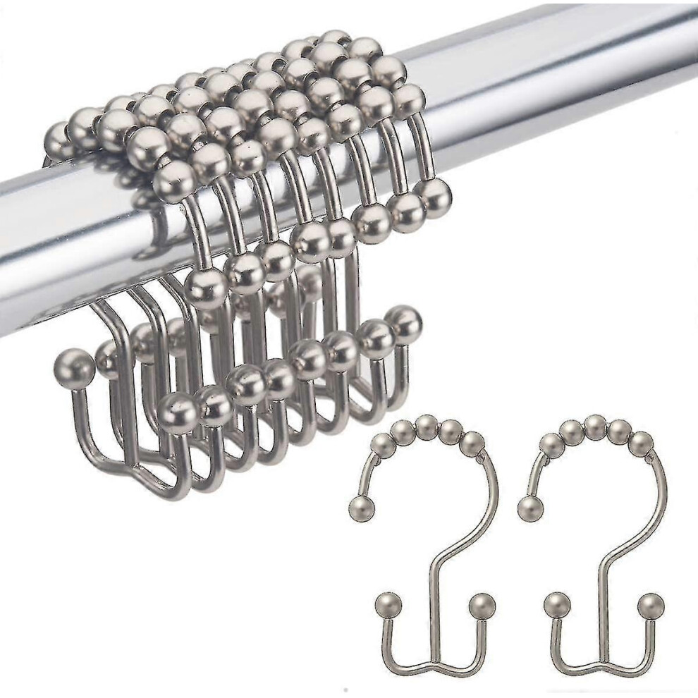 Shower Curtain Hooks Rings, Rust-resistant Metal Double Glide Shower Hooks for Room Shower