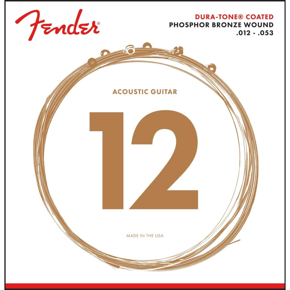 Fender Dura-Tone Coated Phosphor Bronze Acoustic Guitar Strings 860L .012-.053