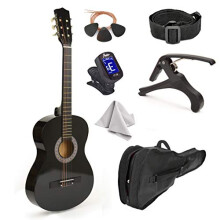 30 """" Wood Guitar med fodral och accessoarer fr barn/flickor/pojkar/nybrjare (svart)