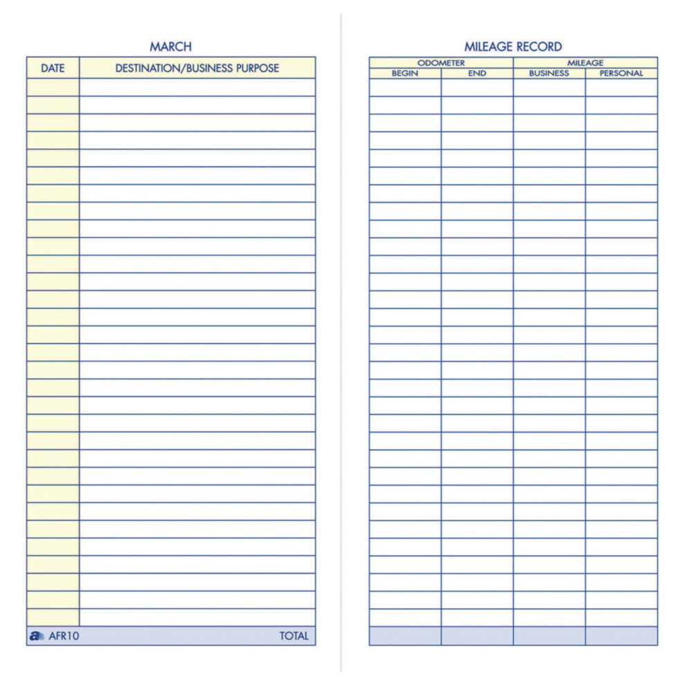 Adams Vehicle Mileage Journal, 3,25 X 6,25 Pollici, Bianco (AFR10)-image