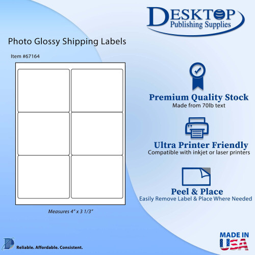 Ετικέτες Αποστολής Glossy Inkjet/Laser 4 x 3 1/3 - 60 Ετικέτες 1