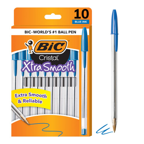 BIC Stylo à bille Bic Cristal STIC Medium (30 pièces, Noir/Bleu)
