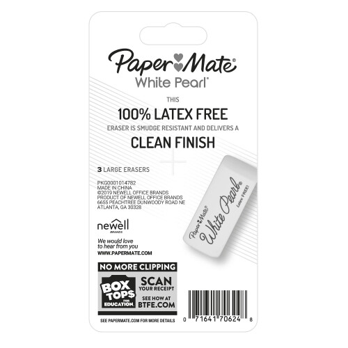 Paper Mate 70624 Λευκές Πέρλες Γόμες, Μεγάλες, 3 Τεμάχια 1