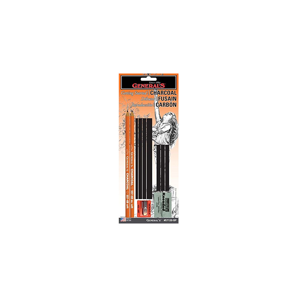 General Pencil 57139-BP Getting Started with Charcoal Set, 11 Piece, Multicolor