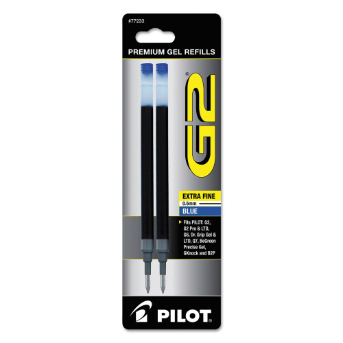 Pilot Pilot 77233 Refill til G2 Gel Dr. Grip Gel/Ltd Execugel G6 Q7 Ex Fine Blue 2/Pack