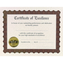 timos pap is! Certificado de Excel ncia Gold Foil em relevo por pr mios e reconhecimento 180 GSM 8,5 x 11 pacote de 6