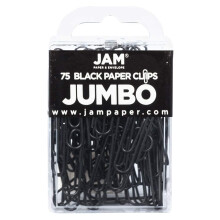 Farebn jumbo kancel rske sponky JAM PAPER - velk 2 palce - cierne sponky - 75 kusov/balenie