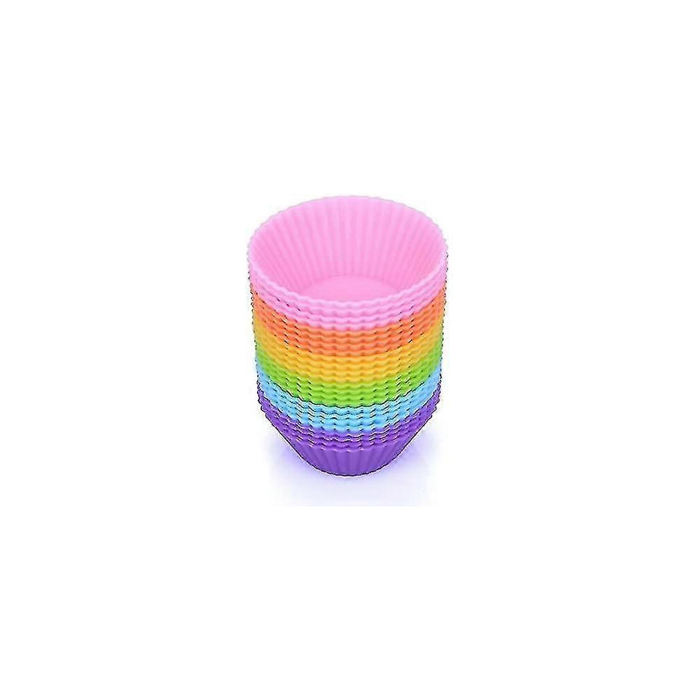 Mini Muffin Pan - Reusable Silicone Cupcake Molds 24 PCS - Small Baking Cups Truffle Cake Pan Set Nonstick In 6 Colors