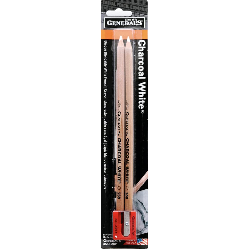 General Pencil 5582BP Charcoal White Pencils 2/Pkg-2B