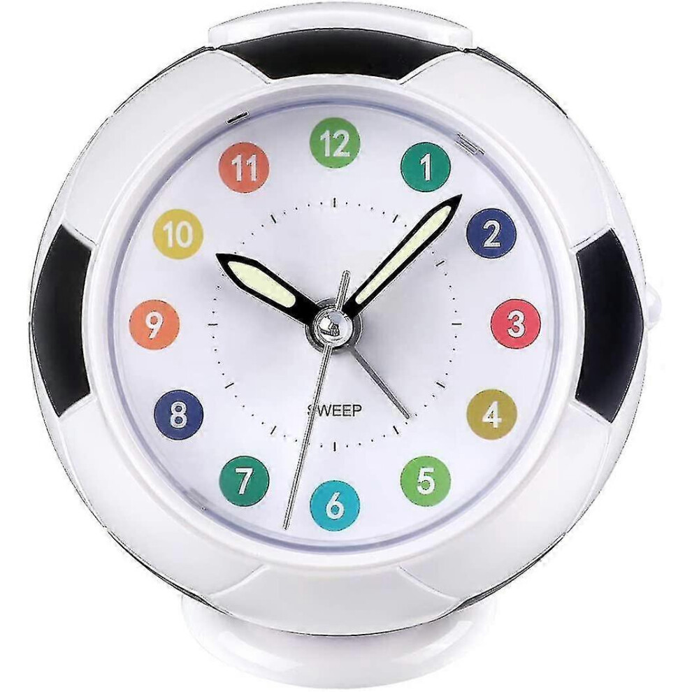 Children's Alarm Clock Analog Boy Girl Alarm Clock Battery Operated Alarm Football Shape Silent Non-ticking Luminous Snooze