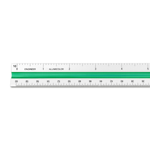 Alumicolor Aluminium Engineer Color-Coded Solid Drafting Scale 12in Silver 1