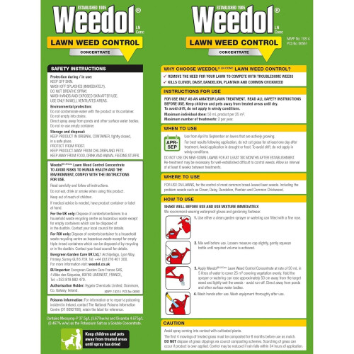 Weedol Weedol Lawn Weedkiller Concentrate 500m2 1L Dandelion Weed Control 1