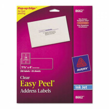 Etichette da mailing Inkjet Facili da Staccare, 1-1/3 x 4, Trasparenti, 350/Confezione