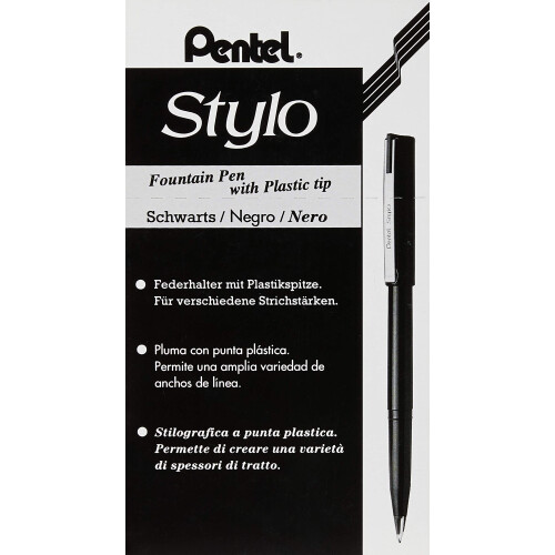 Pentel Στυλό Σχεδίασης Pentel Arts, Μαύρο, Συσκευασία 12 (JM20-AE) 1