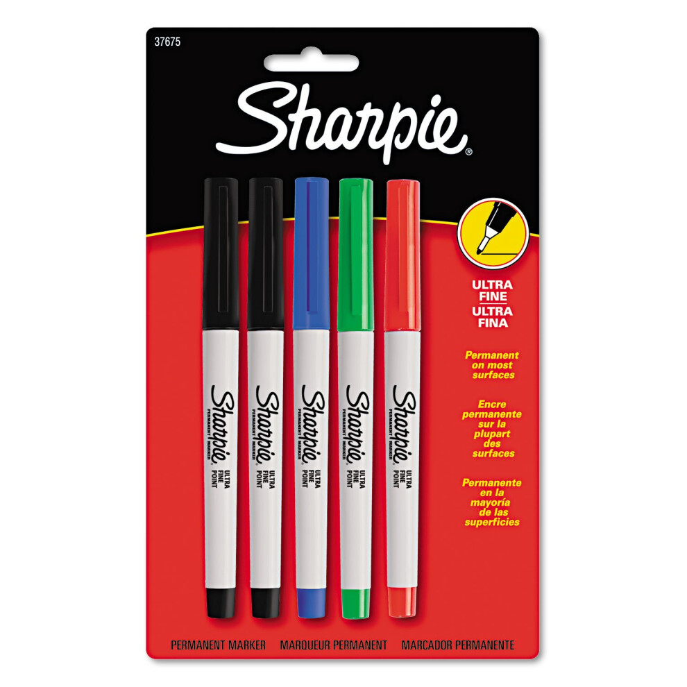 Sharpie 37675PP Permanent Markers Ultra Fine Point Assorted Colors 5/Set