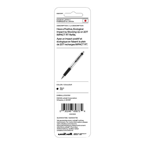 Uni-Ball uni-ball 207 Impact RT Gel Pen Αναγγελίες, Παχύ Μύτη, 1.0 mm, Μαύρο, Συσκευασία 2 Αναγγελιών 2