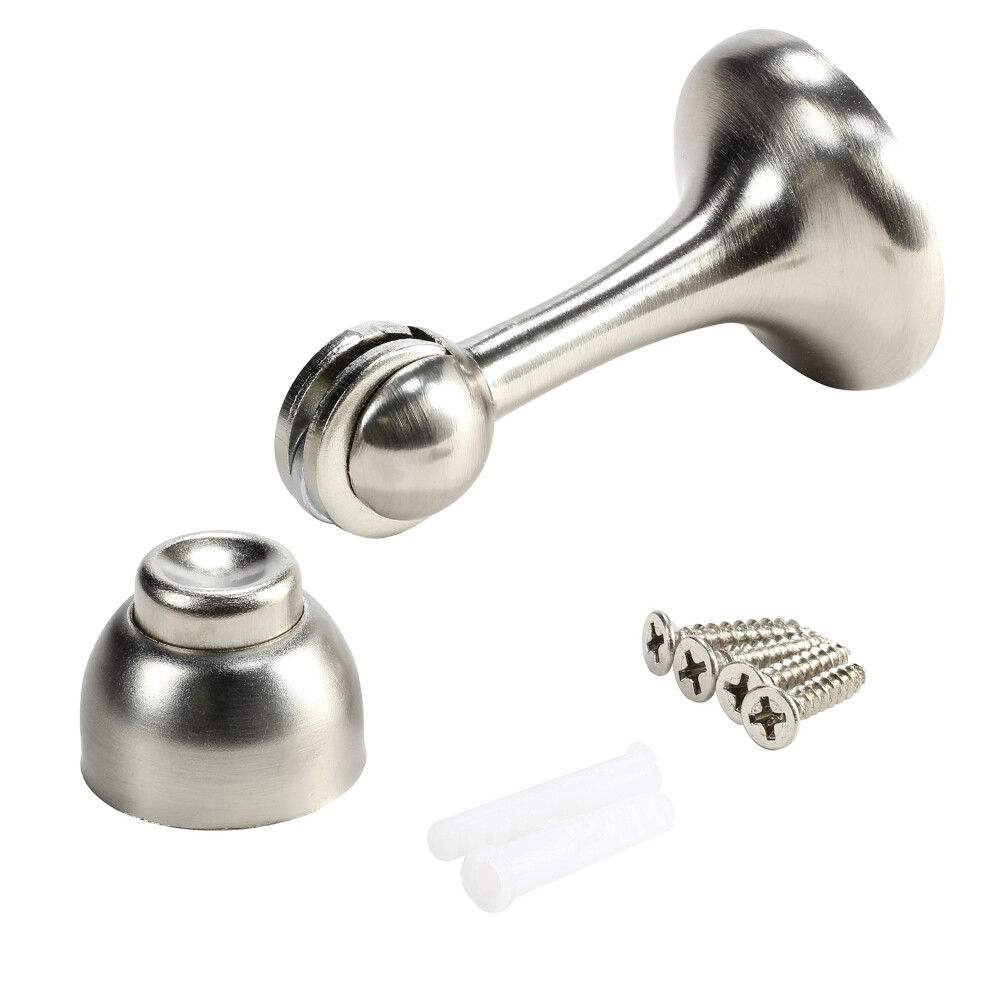 Rok Hardware Magnetic Door Stop Holder 3 Inches (Brushed Nickel  1 Pack)