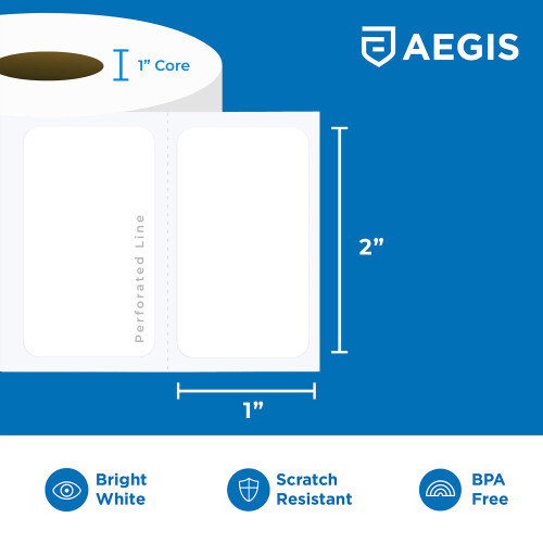 Aegis Adhesives - 2" X 1" Αυτοκόλλητες Ετικέτες για UPC Barcodes, Διευθύνσεις, Συμβατές με Rollo, Zebra 1