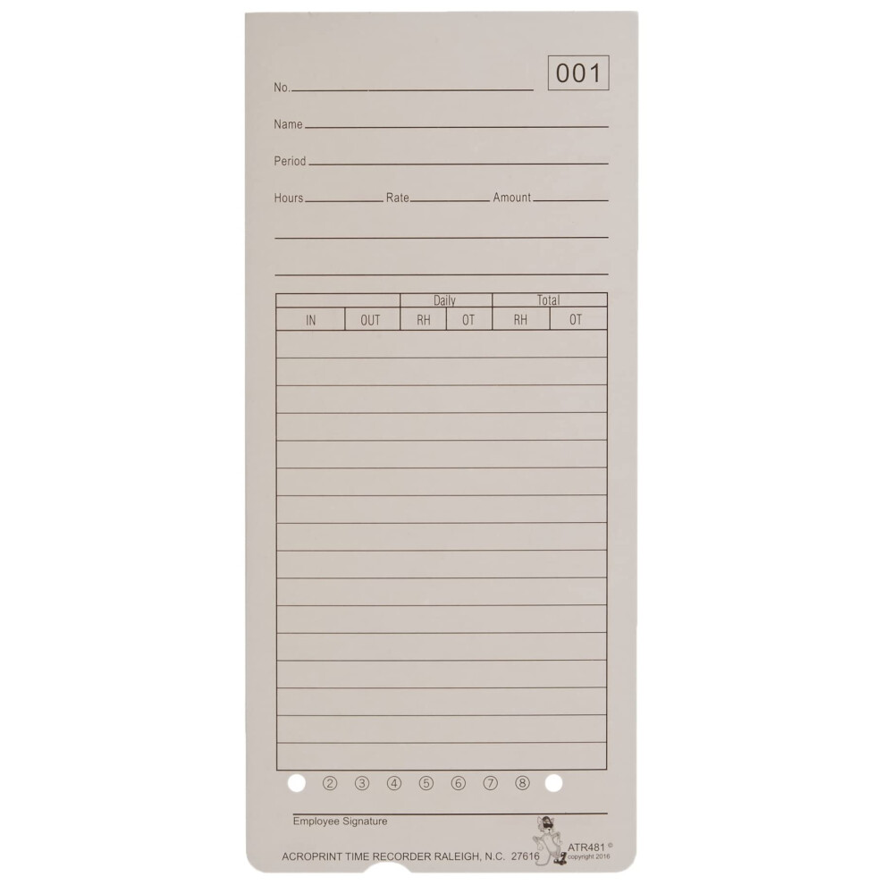 Acroprint 09-9115-000 Time Cards for ATR480 Time Clock 50 Count(Pack
