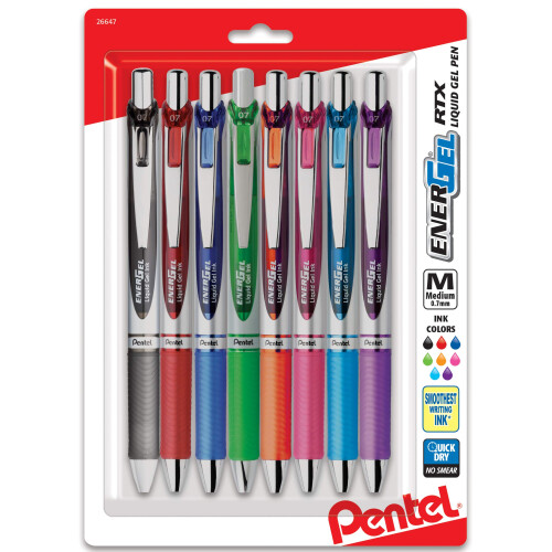 Pentel Pentel EnerGel RTX Αναδιπλούμενο Μολύβι Gel, (0.7mm) Μεταλλική Μύτη, 8-Πακέτο
