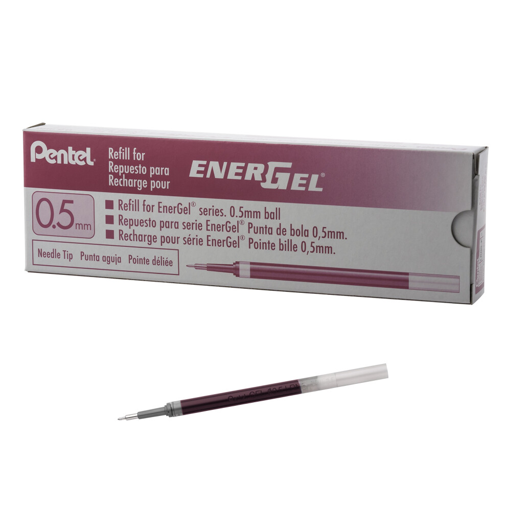 Pentel Refill Ink For Energel Pen Needle Tip Fine 12 Pack 0.5Mm Pink (Lrn5-P)