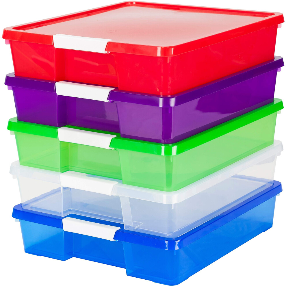 Storex Stapelbare Craft Box Opbergbak 3"" x 14"" x 14"" Diverse Felgekleurde 5 per Doos