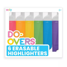 Ooly Do-Overs Erasable Highlighters [Set of 6] - Chisel Tip-For Note Taking  Drawing  Art Supplies  School Supplies for Kids of All Ages [Do