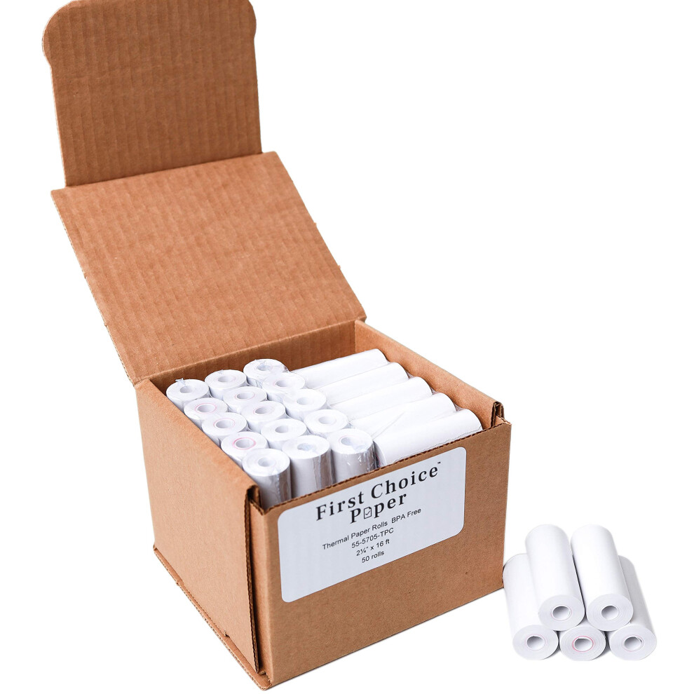 Rouleaux de papier thermique sans mandrin First Choice Paper 2 1/4"" x 16' pour terminal de paiement intelligent Poynt - 50 rouleaux