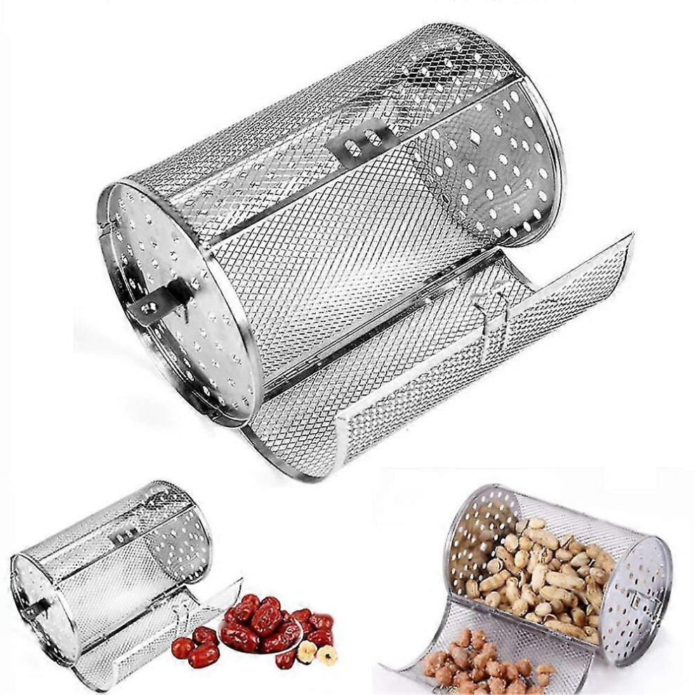 Bbq Grill Roaster,stainless Steel Grilled Cage,bbq Rolling Grill Basket for Vegetables,rotisserie Grill Peanut Beans14*23cm 1pcs