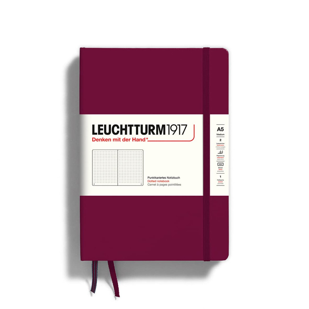 LEUCHTTURM1917 - Medium A5 Dotted Hardcover Notebook (Port Red) - 251