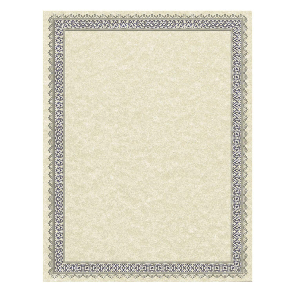 Southworth Parchment Certificates  Antique  8.5"" x 11""  Ivory with Blue and Silver Foil Boarder  50 Sheets (91349)