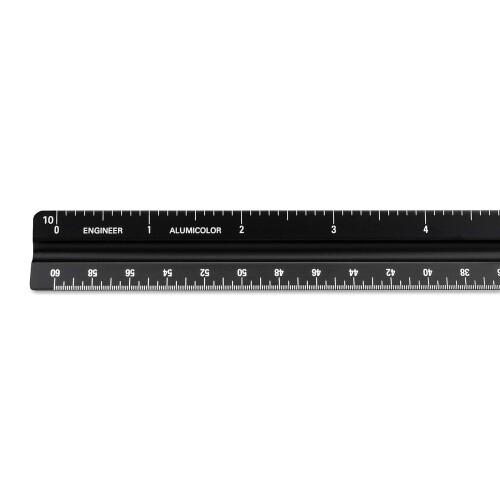 Alumicolor Aluminium Arkitekt Solid Drafting Scale 12in Black 1