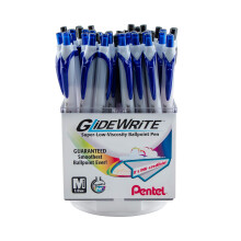 Pentel GlideWrite med TechniFlo Bläck Kulspetspenna, (1.0mm) Med. Linje, Svart/Blå Bläck, 48 Stycken (BX910AC-4)