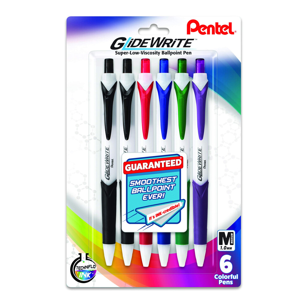 Pentel Glidewrite Ballpoint Pen With Techniflo Ink (1.0Mm) Medium Lin