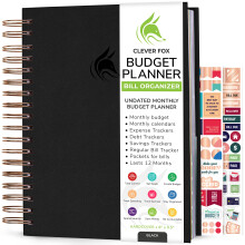Clever Fox Budgetplaner und Monatsrechnungsorganisator mit Taschen. Expense Tracker Budgetierungsjournal und Finanzbuch. Gro 8x9,5"" (Schwarz)