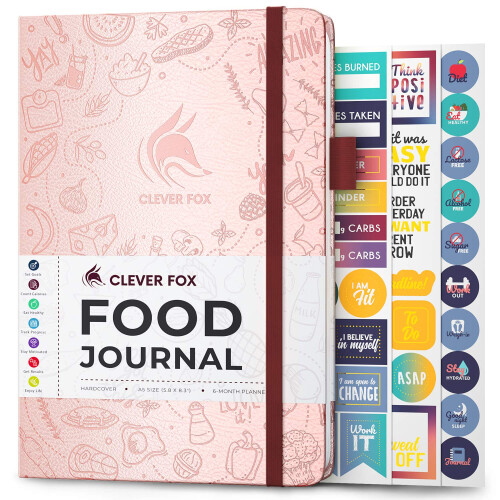 Clever Fox Food Journal - Ημερήσιο Ημερολόγιο Διατροφής, Σχεδιαστής Γευμάτων A5 (Ροζ Χρυσό)
