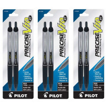Pixuri Pilot Precise V10 RT retractabile cu rollerball, cerneală neagră, grosime 1,0 mm, set premium de 2 bucăți