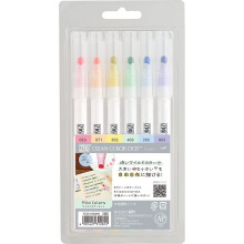 Kuretake Zig Clean Color Dot Stifte, Marker auf Wasserbasis, einzeln, 6 milde Farben, Set (TCSD-6100/6V)