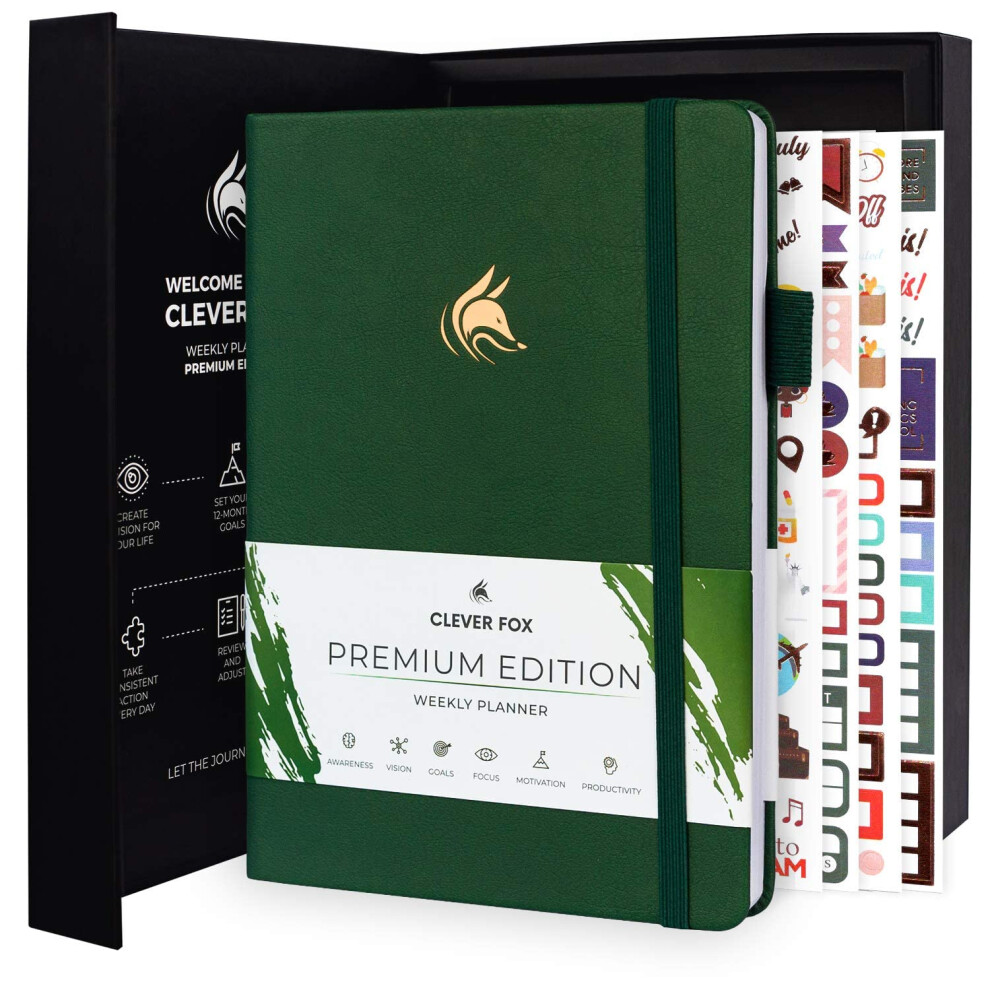 Clever Fox Planner Premium Edition - Agenda hebdomadaire et mensuel luxueux non daté