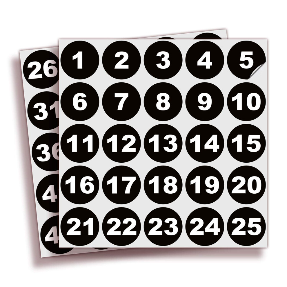 Isyfix Czarny Kolejne Naklejki Numeru - 1 Do 50 1,5 -Calowy 1 Zestaw - Winylowe Czarne Samoprzylepne Naklejka Premium Idealna Do Przechowywania Z-image