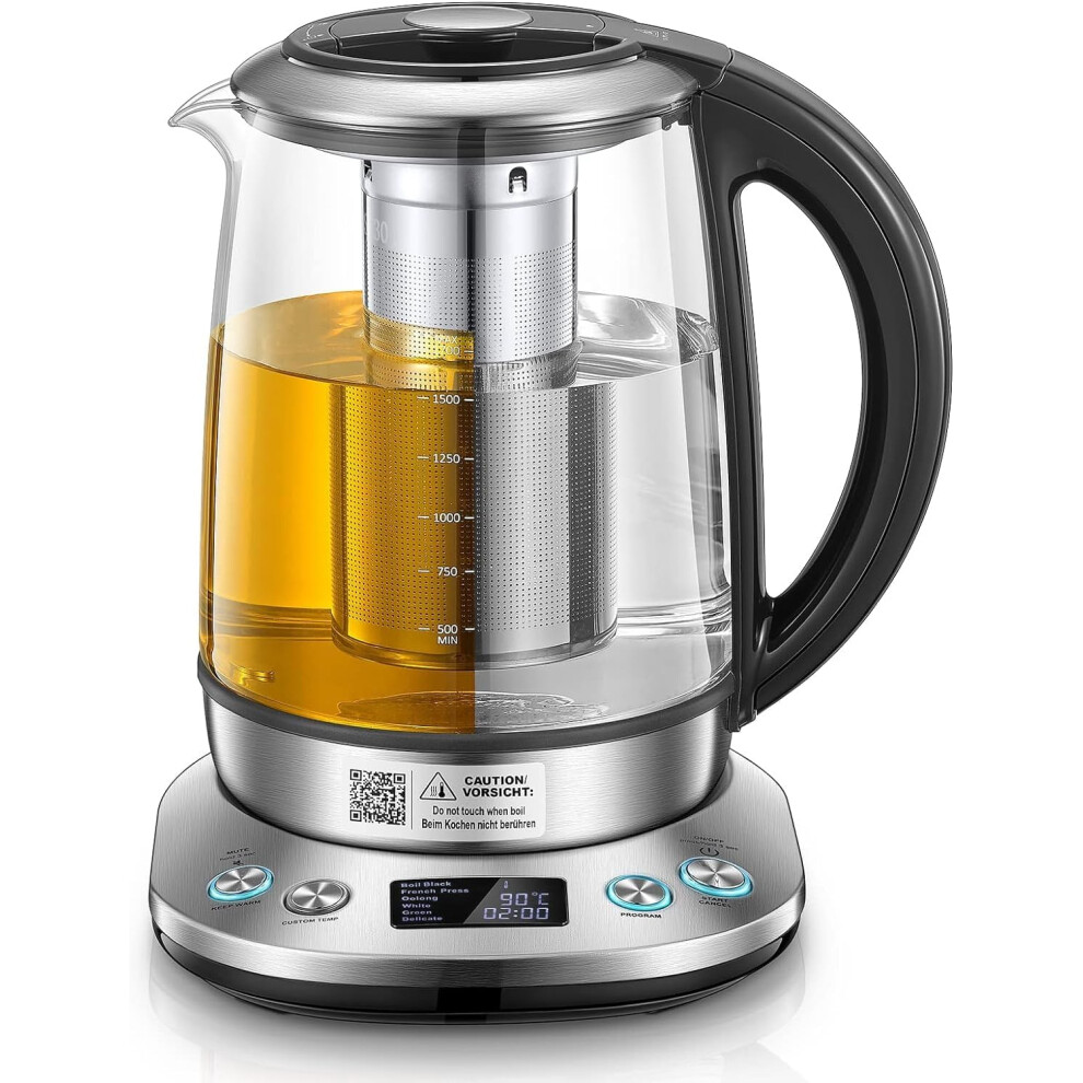 (Grey) Variable Temperature Kettle, 2200W Tea Pot with 6 Temperature Control Presets, 2 Hours Keep Warm, 1.7 Liter Electric Kettles